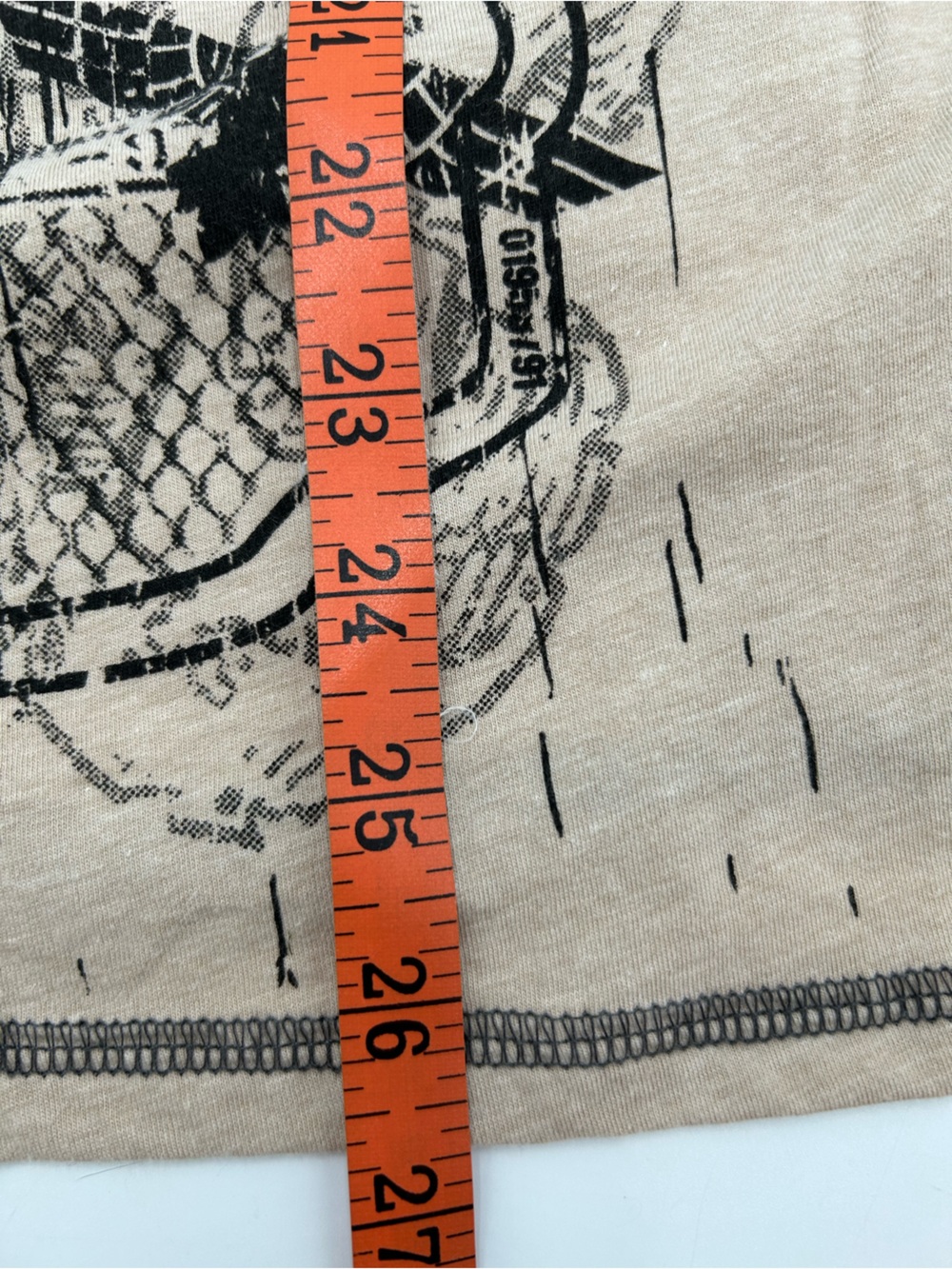 Daytrip Beige Studded Body Black Marled Sleeve Graphic Raglan Long Sleeve Top L - Picture 9 of 11